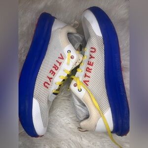 Atreyu Men's Athletic Shoes - White, Blue, and Yellow